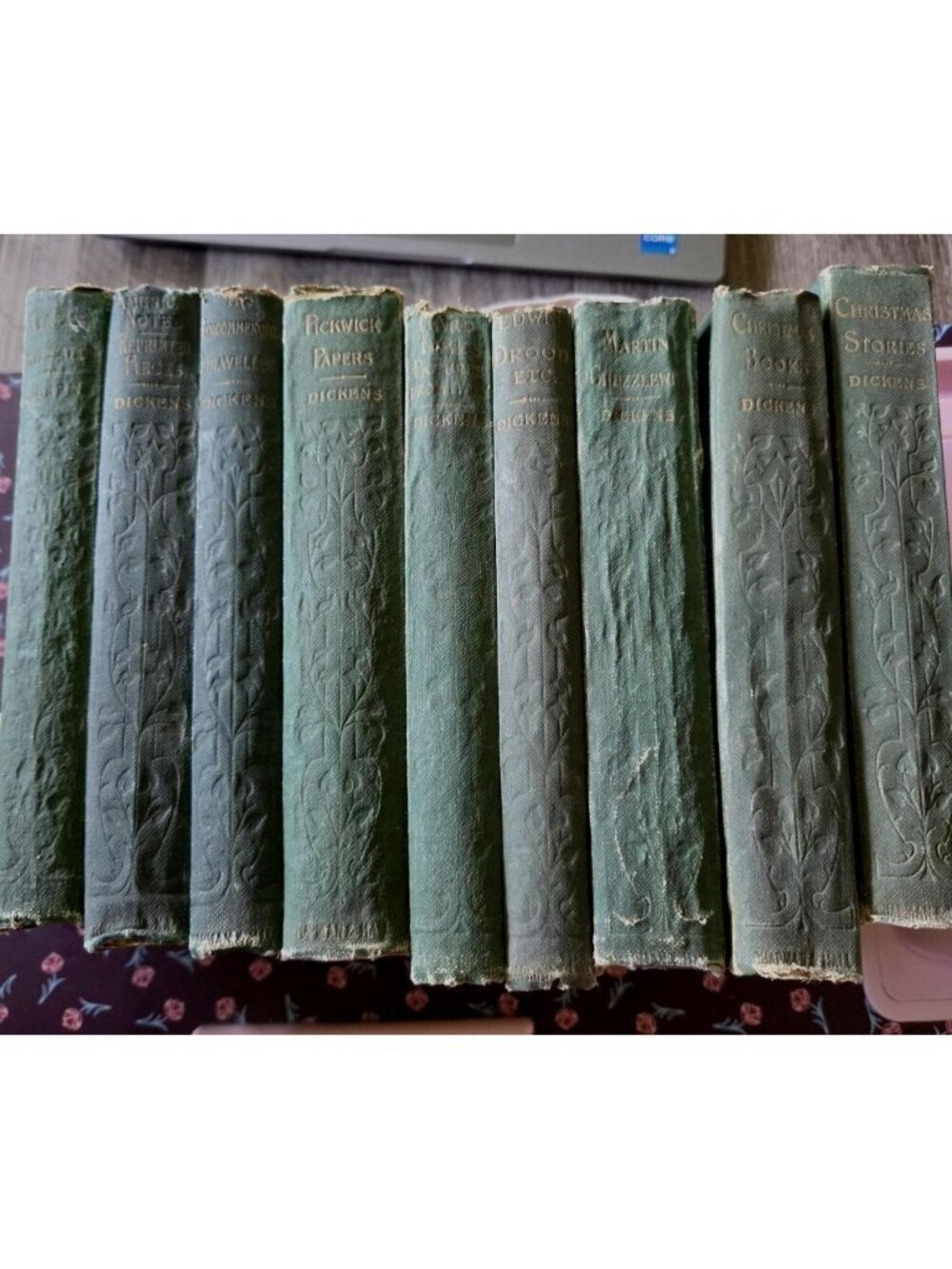 Chapman Hall Charles Dickens 9 Volume Set‎ Decorative Cloth Antique c.1890s